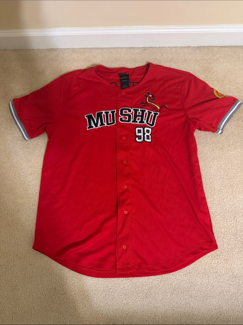 Disney Mushu Red Baseball Jersey Shirt - 98 Graphic